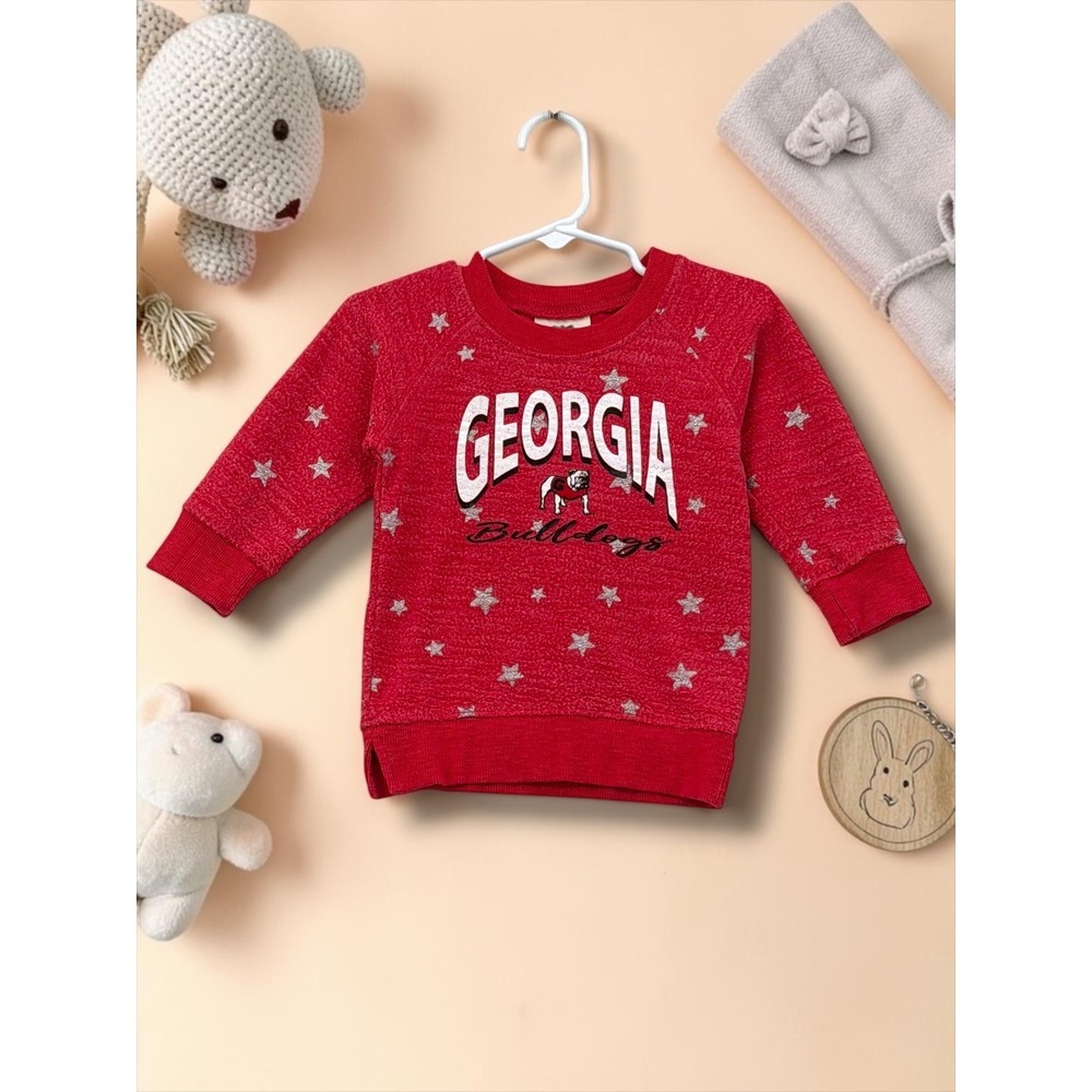 Wes and Willy Georgia Bulldogs Star Print Raglan Sweatshirt 24M